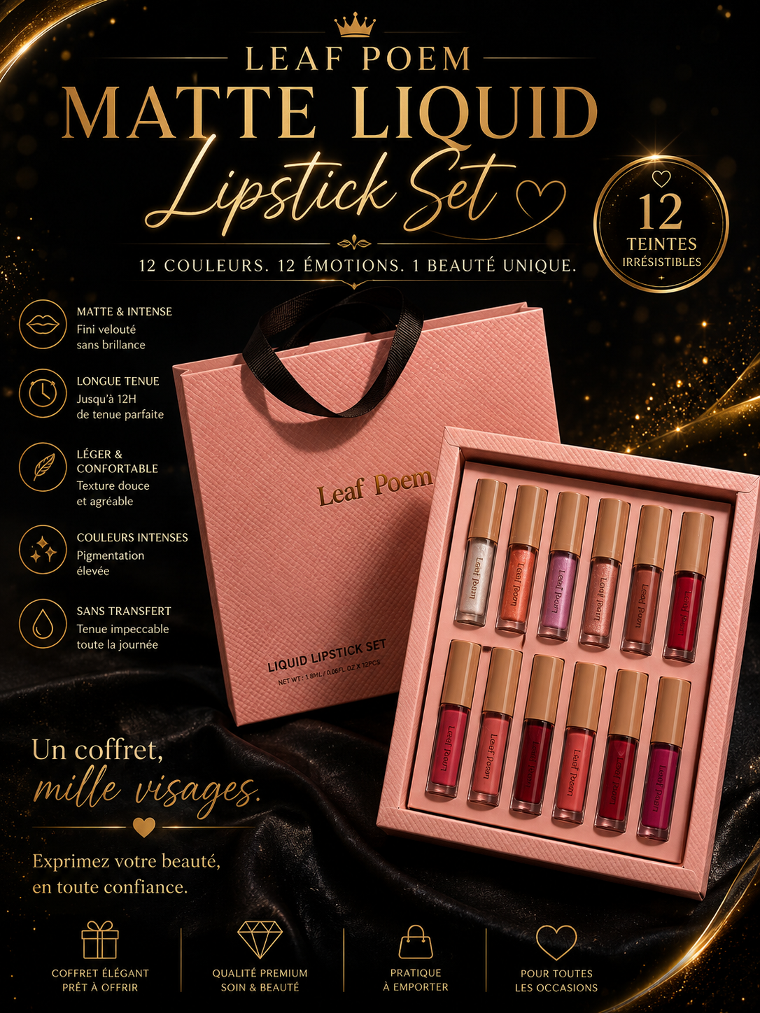 💋 COFFRET MINI ROUGE A LÈVRE MATTE - 12 teintes 👄